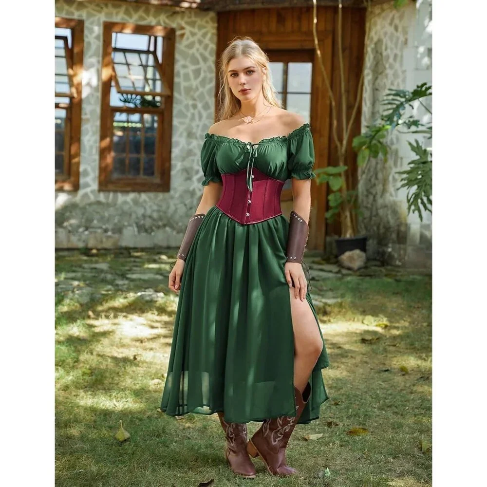 Women's Wine Red Corset Belt Wide Waist Lace Up Pirate Accessories Belt